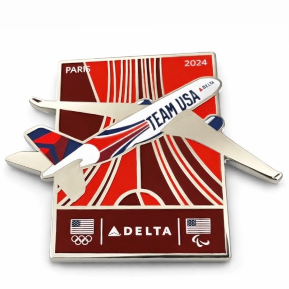 Delta Air Lines Paris Olympics Red Team USA 2024 Airplane Livery Lapel Pin